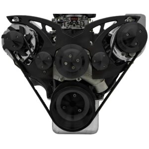 Big Block Ford Style Track Serpentine System - PS & ALT - Black