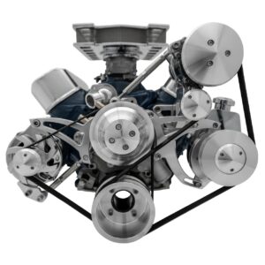 Small Block Ford Serpentine System; 351W - Late - 4 Bolt - AC & PS- Saginaw