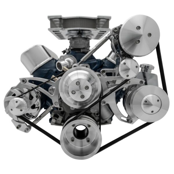 Small Block Ford Serpentine System; 351W - Late - 4 Bolt - AC & PS- Saginaw