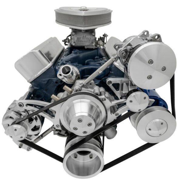Small Block Ford Serpentine Conversion Ultra; 351W; Late; 4 Bolt; AC PS- Mustang