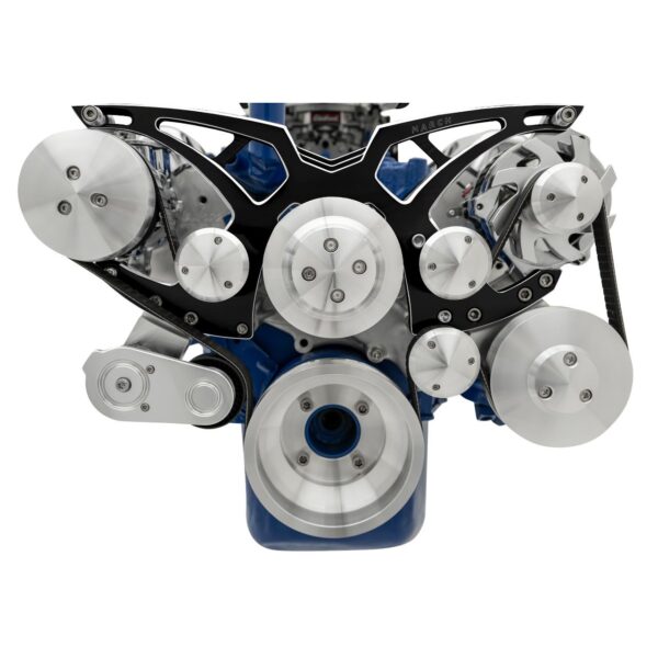 Ford 351 Cleveland Serpentine System - AC & PS - Black Onyx