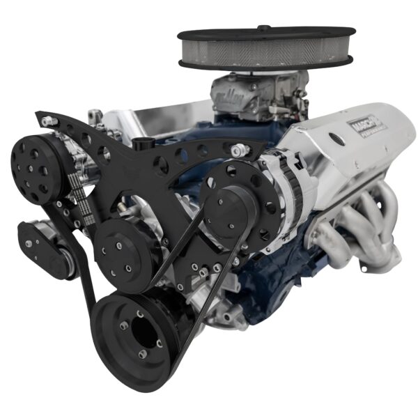 Small Block Ford Revolver Serpentine System - AC & ALT - Black