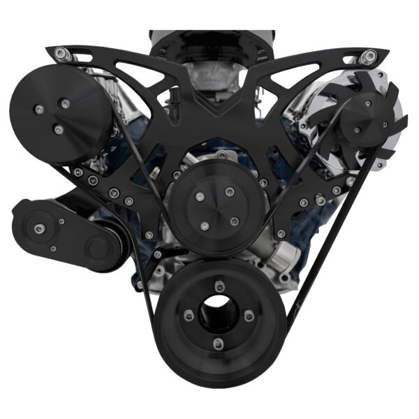 Small Block Ford Style Track Serpentine System: AC & ALT; Black