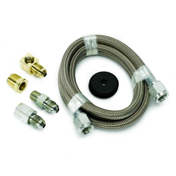LINE, BRAIDED STAINLESS STEEL, #4 DIA., 4FT. LENGTH, -4AN AND 1/8 in. NPTF FITTINGS
