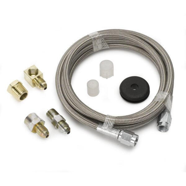 LINE, BRAIDED STAINLESS STEEL, #3 DIA., 6FT. LENGTH, -3AN AND 1/8 in. NPTF FITTINGS