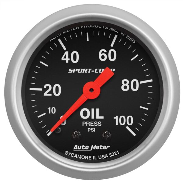 2-1/16 in. OIL PRESSURE, 0-100 PSI, SPORT-COMP