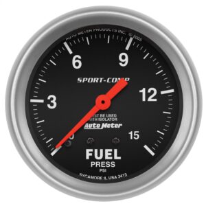 2-5/8 in. FUEL PRESSURE W/ ISOLATOR, 0-15 PSI, SPORT-COMP
