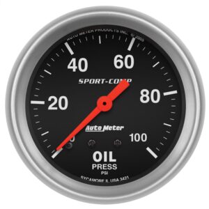 2-5/8 in. OIL PRESSURE, 0-100 PSI, SPORT-COMP