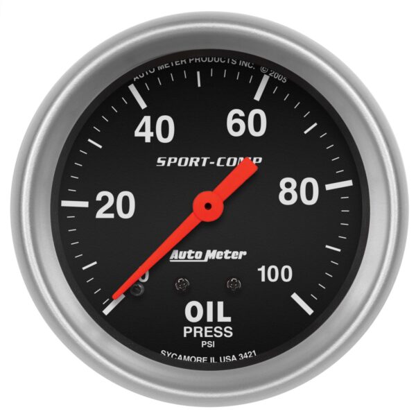 2-5/8 in. OIL PRESSURE, 0-100 PSI, SPORT-COMP