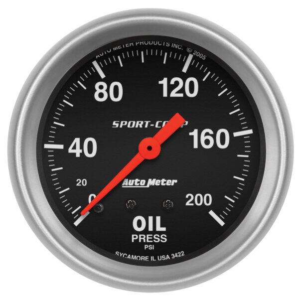 2-5/8 in. OIL PRESSURE, 0-200 PSI, SPORT-COMP