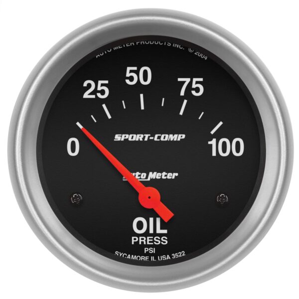 2-5/8 in. OIL PRESSURE, 0-100 PSI, SPORT-COMP
