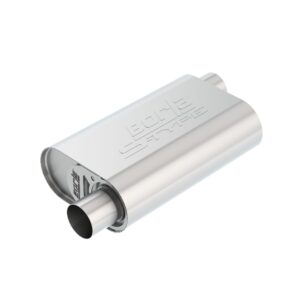 CrateMuffler Muffler Chevrolet Small Block 350/ 383/ 406 CID V8 High Output 2.5 in. Offset Inlet/ 2.5 in. Offset Outlet S-Type