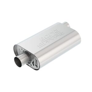 CrateMuffler Muffler Chevrolet Small Block 350/ 383/ 406 CID V8 High Output 2.5 in. Offset Inlet/ 2.5 in. Center Outlet S-Type
