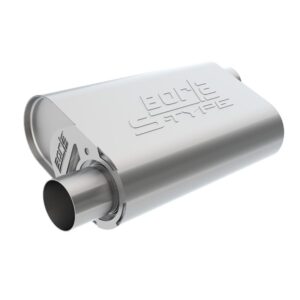 CrateMuffler Muffler Chevrolet Small Block 283/ 327/ 350 CID V8 Stock Output 2.5 in. Offset Inlet/ 2.5 in. Offset Outlet S-Type