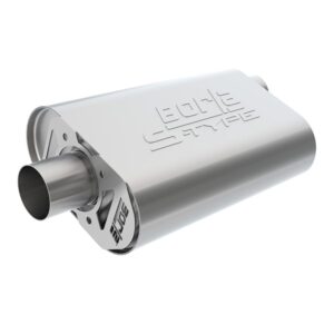 CrateMuffler Muffler Chevrolet Small Block 283/ 327/ 350 CID V8 Stock Output 2.5 in. Offset Inlet/ 2.5 in. Center Outlet S-Type