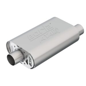 CrateMuffler Muffler Chevrolet Small Block 283/ 327/ 350 CID V8 Stock Output 2.5 in. Offset Inlet/ 2.5 in. Center Outlet ATAK