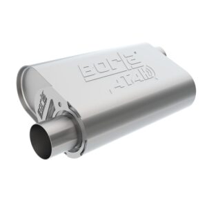 CrateMuffler Muffler Chevrolet Small Block 350/ 383/ 406 CID V8 High Output 3 in. Offset Inlet/ 3 in. Offset Outlet ATAK