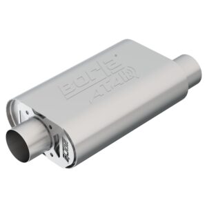 CrateMuffler Muffler Chevrolet Small Block 350/ 383/ 406 CID V8 High Output 3 in. Offset Inlet/ 3 in. Center Outlet ATAK