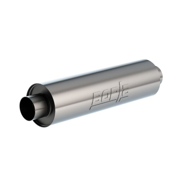 Specialty Muffler - Heavy Duty (Truck) - 3.5 in. Center Inlet/ 3.5 in. Center Outlet 6.75 in. Round x 24 in. Long Body Un-Notched Necks