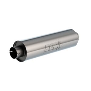 Specialty Muffler - Heavy Duty (Truck) - 3.5 in. Center Inlet/ 3.5 in. Center Outlet 6.75 in. Round x 24 in. Long Body Notched Necks