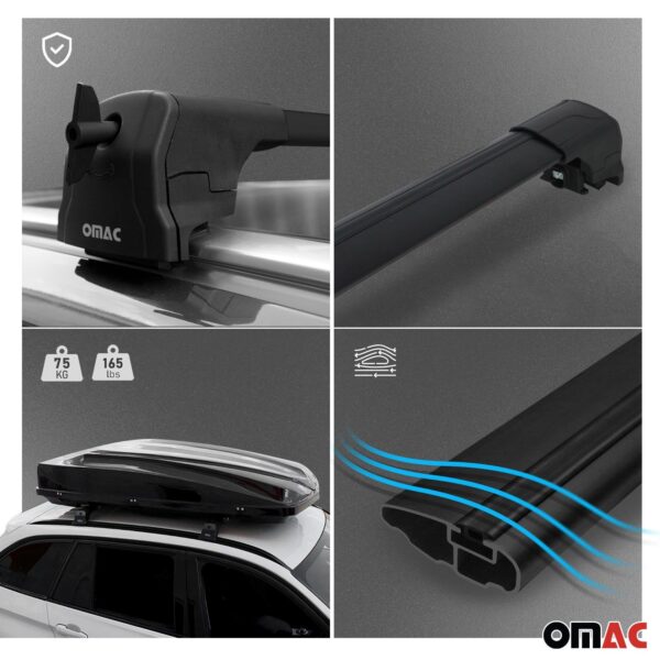 For 2014-2019 Kia Soul Roof Rack Cross Bar Luggage Carrier Black Aluminium 2 Pcs