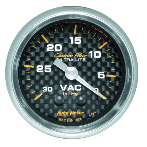 2-1/16 in. VACUUM, 0-30 IN HG, CARBON FIBER