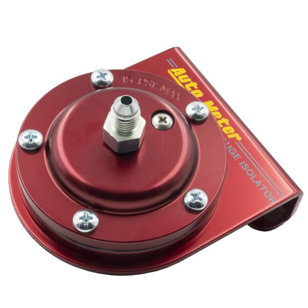 FUEL PRESS ISOLATOR KIT, FOR 15 PSI GAUGES, RED ANODIZED ALUMINUM, -4AN FITTINGS