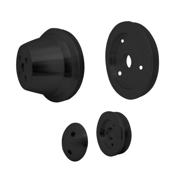 Small Block Chevy Pulley Kit - V-Belt - SWP - 1V - Black