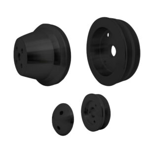 Small Block Chevy Pulley Kit - V-Belt - SWP - 2V - Black