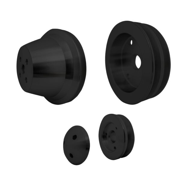 Small Block Chevy Pulley Kit - V-Belt - SWP - 2V - Black