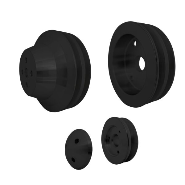 Small Block Chevy Pulley Kit - V-Belt - SWP - 2V - Black