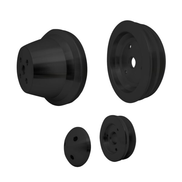 Small Block Chevy High Flow Pulley Kit - 2V - SWP - Black