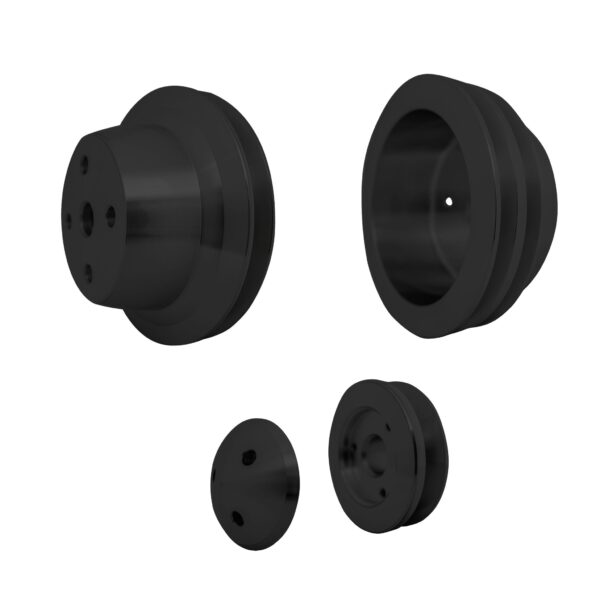 Small Block Chevy High Flow Pulley Kit - 2V - LWP - Black