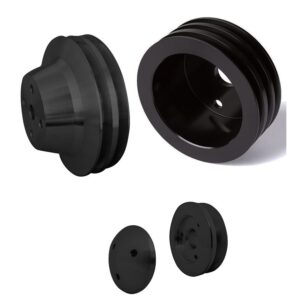 Small Block Chevy High Flow V-Belt Pulley Kit - LWP - Black