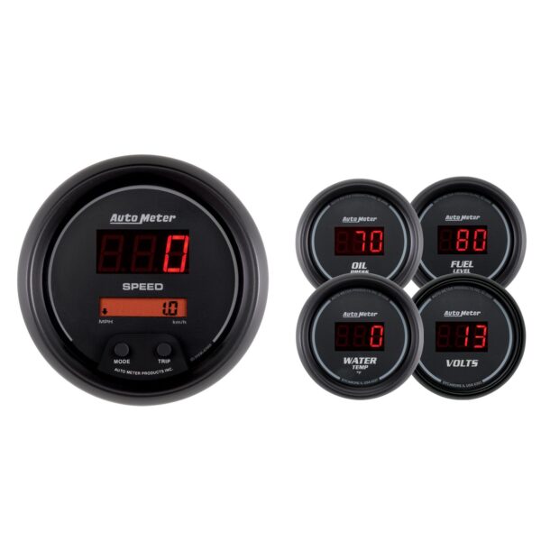 5 PC. GAUGE KIT, 3-3/8 in. & 2-1/16 in. , SPORT-COMP DIGITAL