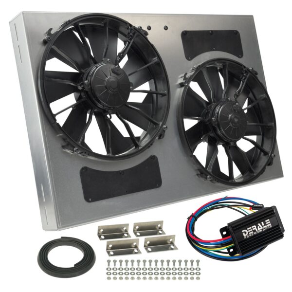 Powerpack- High Output Dual 12" Electric RAD Fan/Alum Shroud Kit -PWM Controller