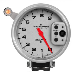 5 in. TACHOMETER, 0-9000 RPM, PEDESTAL W/ QUICK LITE, W/PEAK MEMORY, ULTRA-LITE
