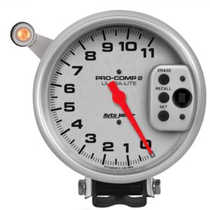 5 in. TACHOMETER, 0-11,000 RPM, PEDESTAL W/ QUICK LITE, W/PEAK MEMORY, ULTRA-LITE