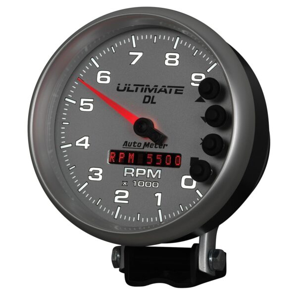 5 in. TACHOMETER, 0-9000 RPM, PEDESTAL, ULTIMATE DL PLAYBACK, SILVER