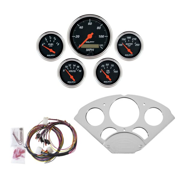 5 GAUGE DIRECT-FIT DASH KIT, CHEVY CAR 55-56, DESIGNER BLACK