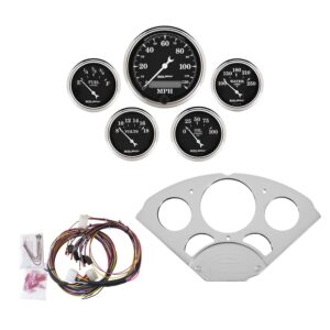 5 GAUGE DIRECT-FIT DASH KIT, CHEVY CAR 55-56, OLD TYME BLACK