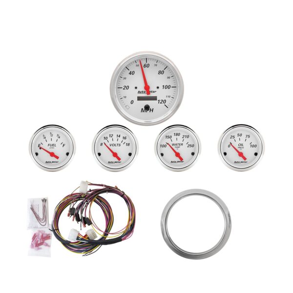 5 GAUGE DIRECT-FIT DASH KIT, CHEVY CAR 59-60, ARCTIC WHITE