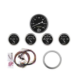 5 GAUGE DIRECT-FIT DASH KIT, CHEVY CAR 59-60, OLD TYME BLACK