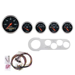 5 GAUGE DIRECT-FIT DASH KIT, CHEVY CAR 53-54, DESIGNER BLACK