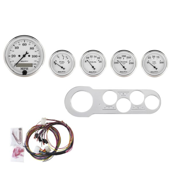 5 GAUGE DIRECT-FIT DASH KIT, CHEVY CAR 53-54, OLD TYME WHITE
