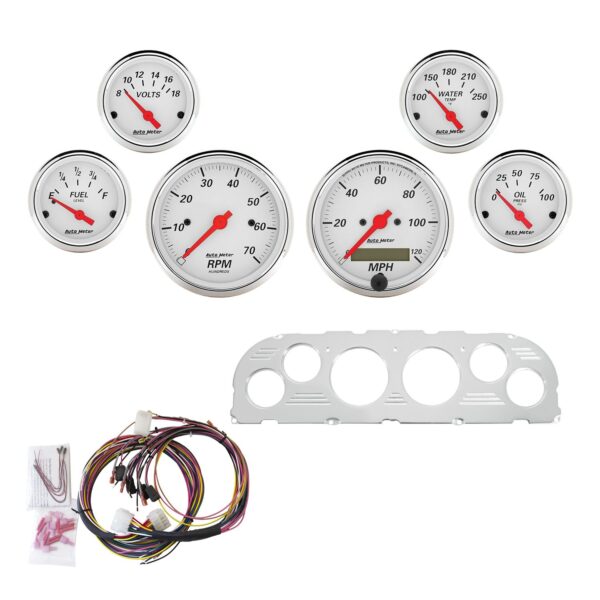 6 GAUGE DIRECT-FIT DASH KIT, CHEVY TRUCK 60-63, ARCTIC WHITE