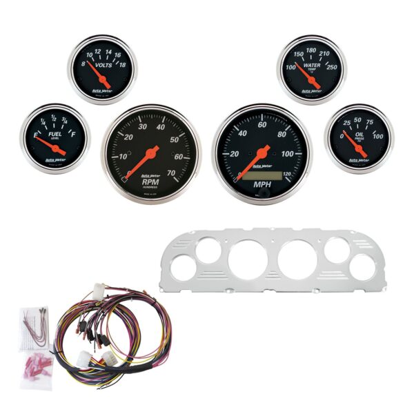 6 GAUGE DIRECT-FIT DASH KIT, CHEVY TRUCK 60-63, DESIGNER BLACK