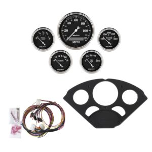5 GAUGE DIRECT-FIT DASH KIT, CHEVY 55-56, OLD TYME BLACK