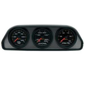 GAUGE KIT, DASH POD MOUNT, OILP/WTMP/VOLT, 2-1/16 in., 100PSI/300deg F/18V, BLK DIAL, BLK BZL, EEG