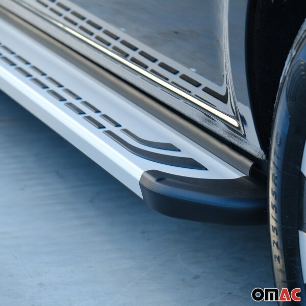Silver Side Steps Nerf Bar Running Boards Aluminum 2 Pcs For VW Tiguan 2018-2023